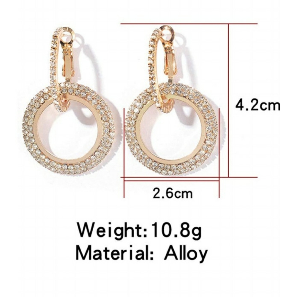 Sparkle Circle CZ Gold Tone Earrings - Picture 6 of 8
